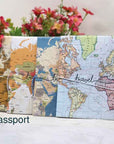 World Map Print Passport Case