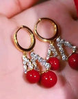 Red Pearl Earring, Elegant & Luxurious Ear Accessory