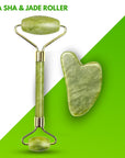Facial Beauty - Pack Of Jade Face Roller & Gua Sha