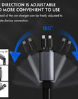4 IN 1 Retractable Car Charger USB Type C And IOS Cable