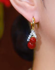 Red Pearl Earring, Elegant & Luxurious Ear Accessory