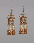 Traditional Lantern Pearl Tassel Earrings