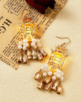 Traditional Lantern Pearl Tassel Earrings