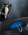 Multifunctional USB charging mobile phone holder ring buckle With Lighter