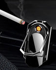 Multifunctional USB charging mobile phone holder ring buckle With Lighter