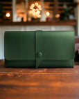 Green long Unisex leather wallet