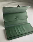 Green long Unisex leather wallet