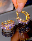 Zircon Purple Diamond Huggie Earrings
