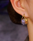 Zircon Purple Diamond Huggie Earrings