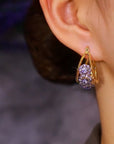 Zircon Purple Diamond Huggie Earrings