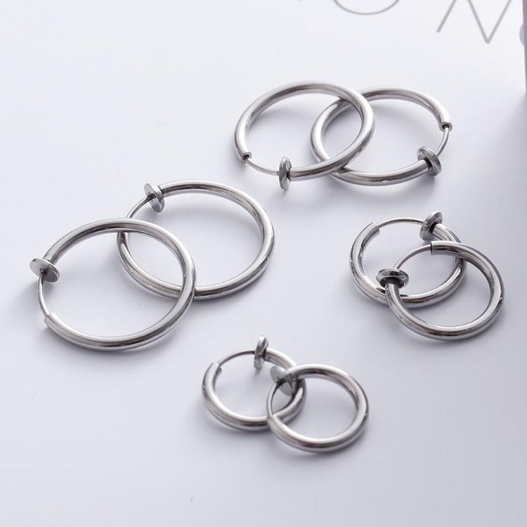 Retractable Hoop Nose/Lip/Earrings (PACK OF 4)