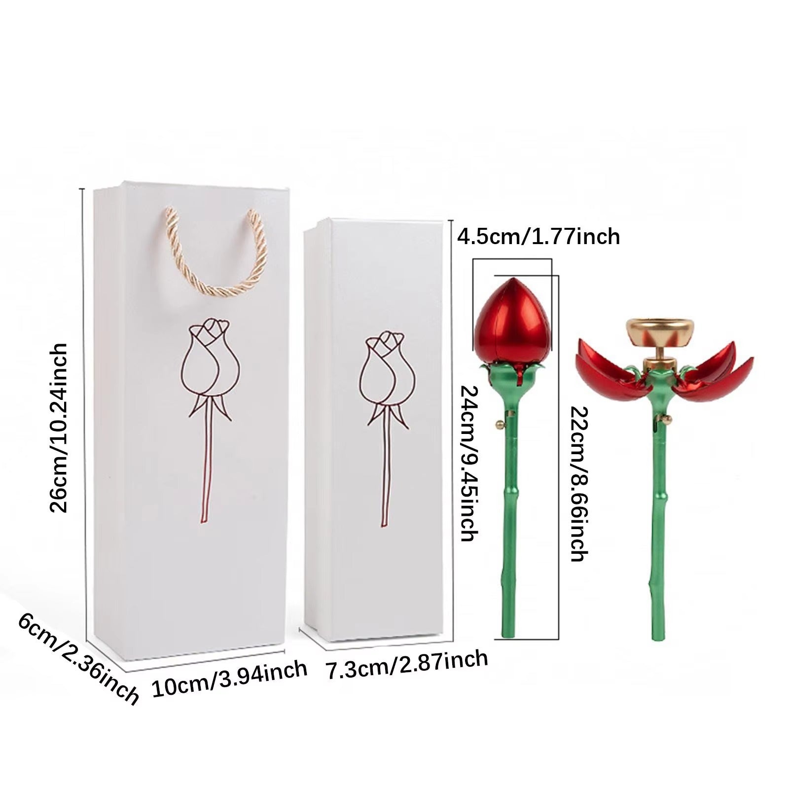 Romantic Decorative Jewelry Ring Holder Red Rose Flower