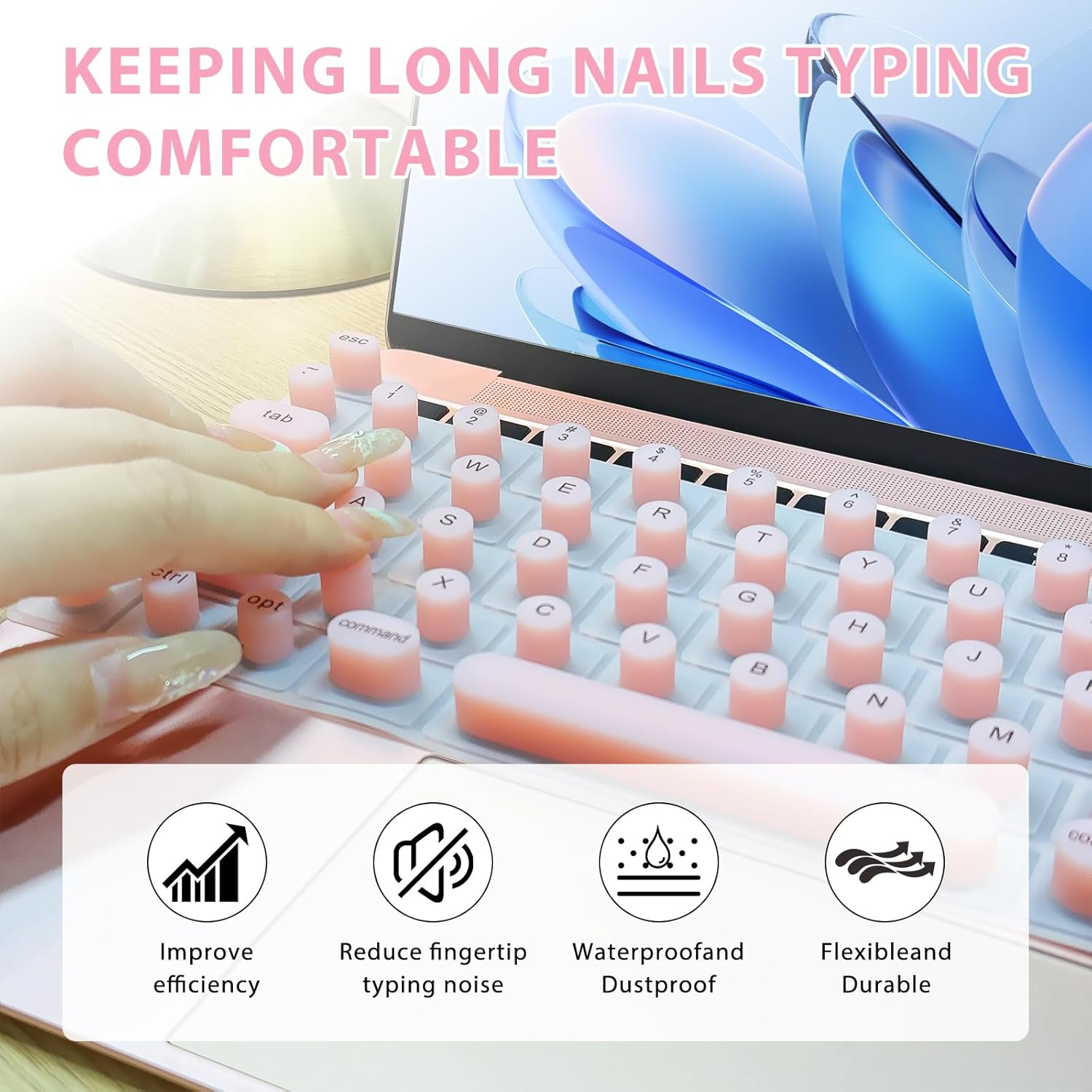 3D Keyboard Cover for Long Nails
