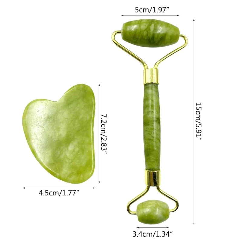 Facial Beauty - Pack Of Jade Face Roller &amp; Gua Sha