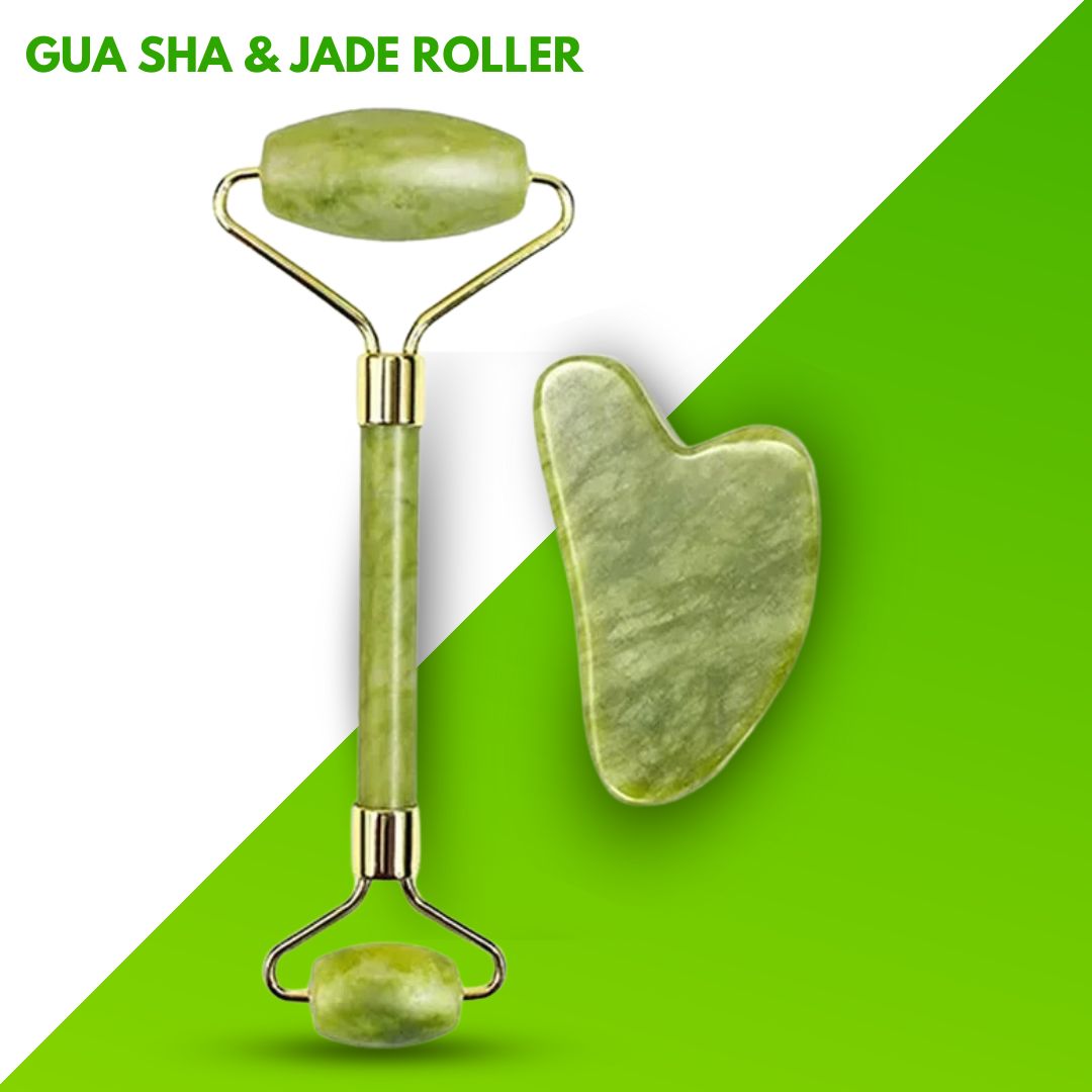 Facial Beauty - Pack Of Jade Face Roller &amp; Gua Sha