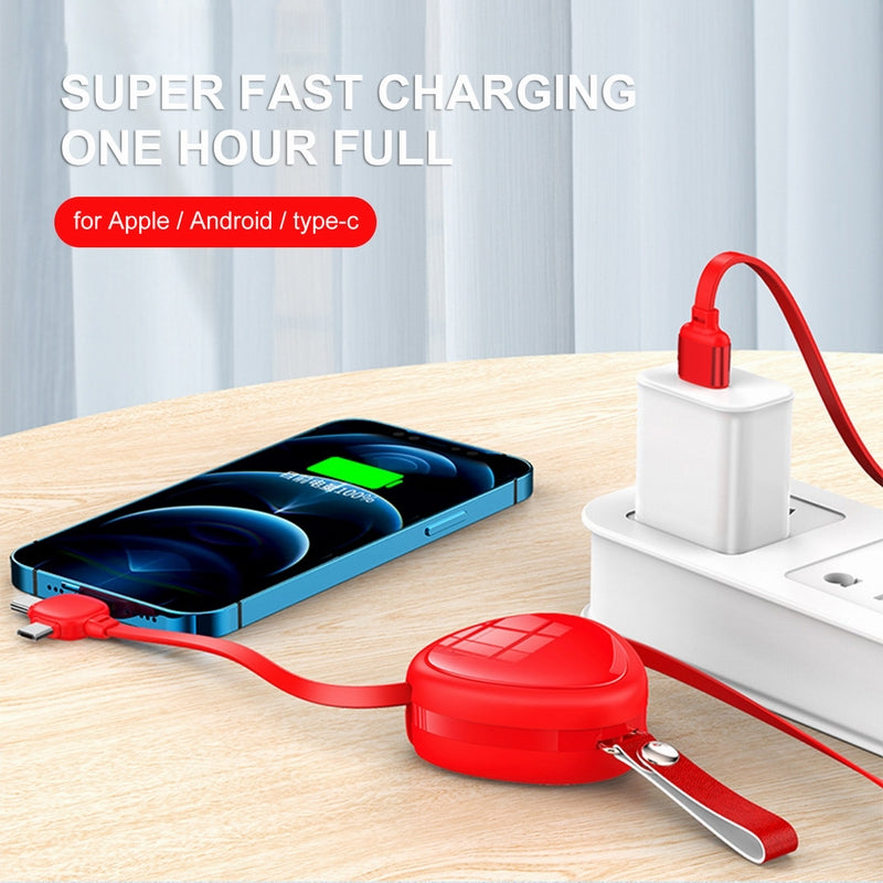 3 in 1 Retractable usb cable charger and mobile holder