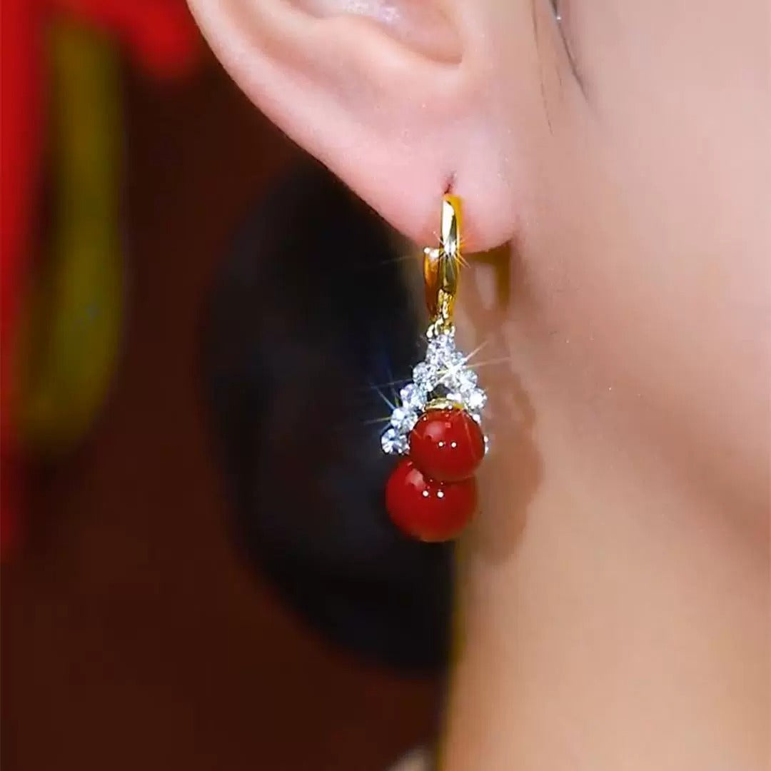 Red Pearl Earring, Elegant &amp; Luxurious Ear Accessory
