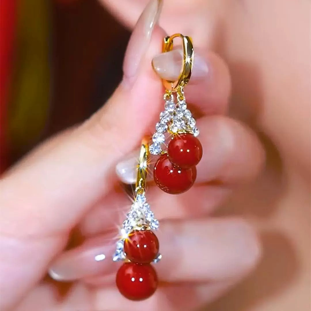 Red Pearl Earring, Elegant &amp; Luxurious Ear Accessory