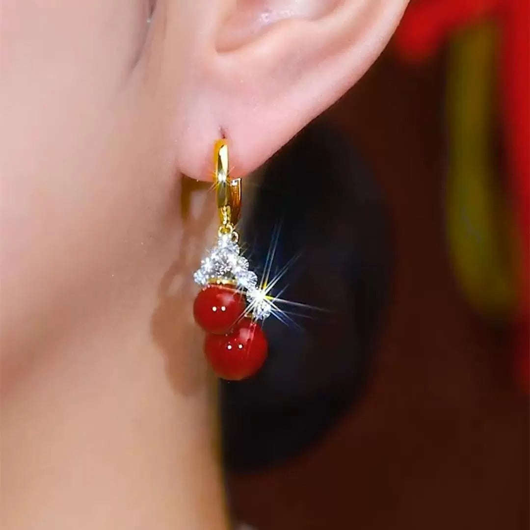 Red Pearl Earring, Elegant &amp; Luxurious Ear Accessory
