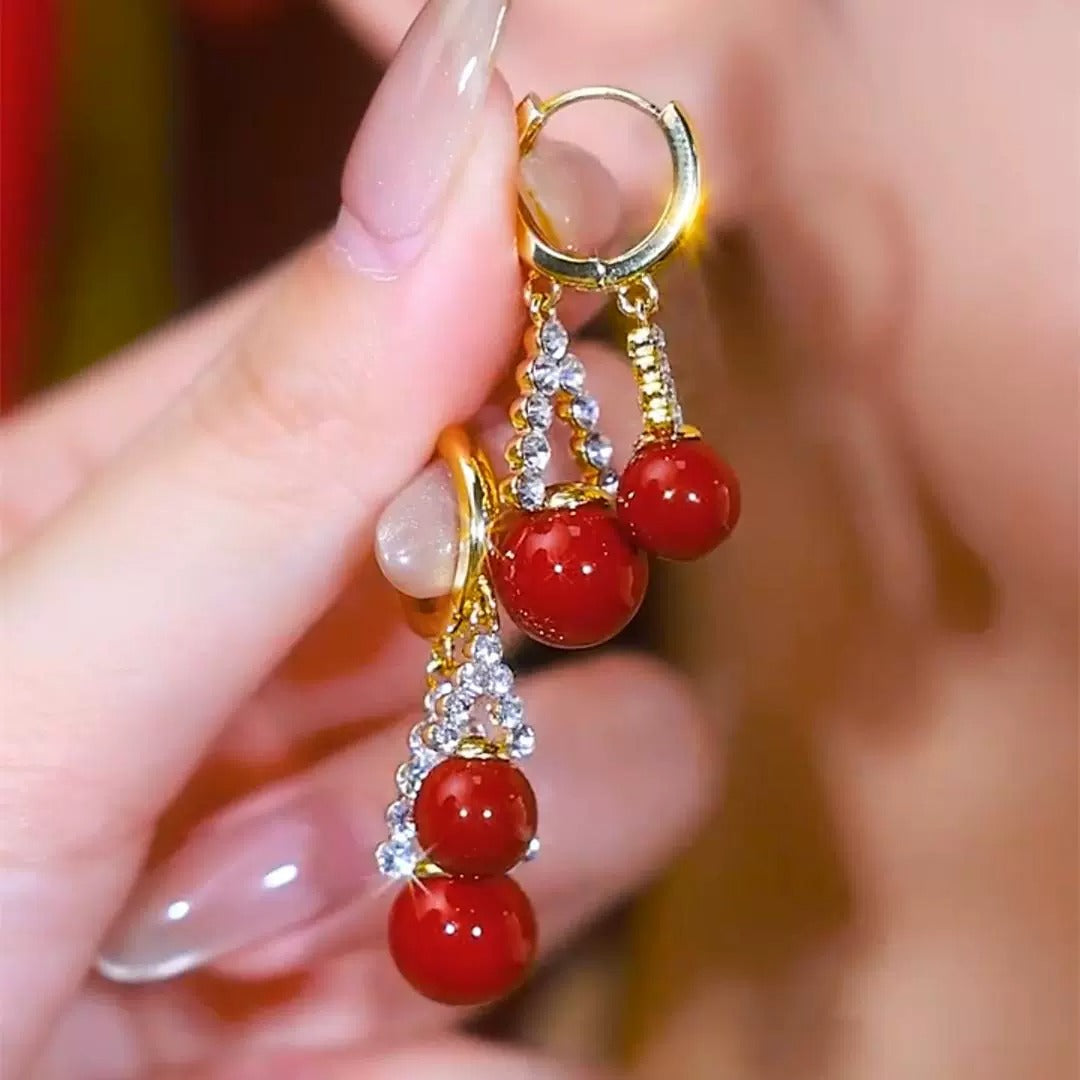 Red Pearl Earring, Elegant &amp; Luxurious Ear Accessory