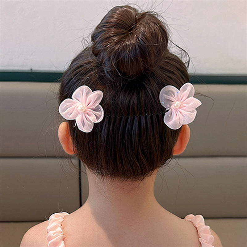 GIRLS FLOWER BOW HAIR COMB (PACK OF 3)