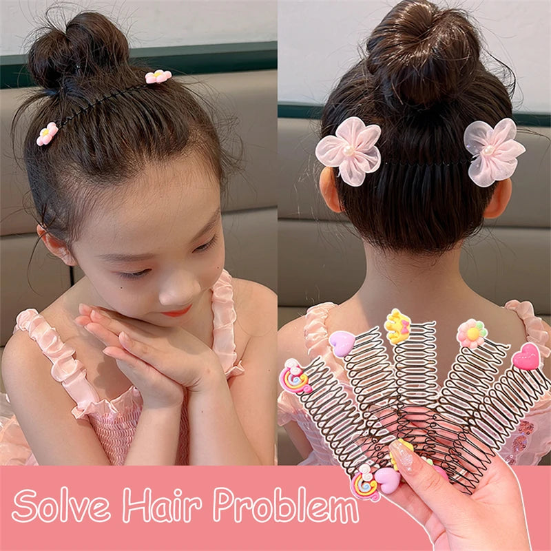 GIRLS FLOWER BOW HAIR COMB (PACK OF 3)