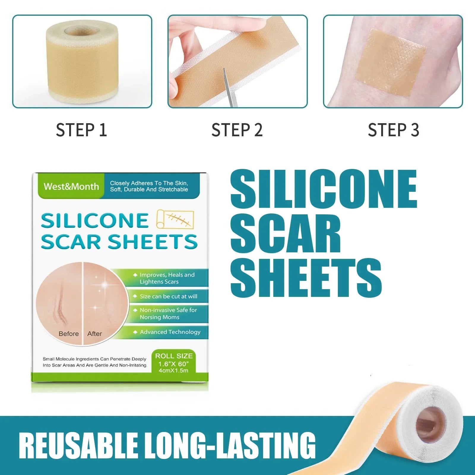 Silicone Scar Medical Skin Care &amp; Pimples Removel Tape