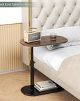 C Shaped Side Table, Adjustable Height C Shaped End Table, 360°Swivel Couch Side Table