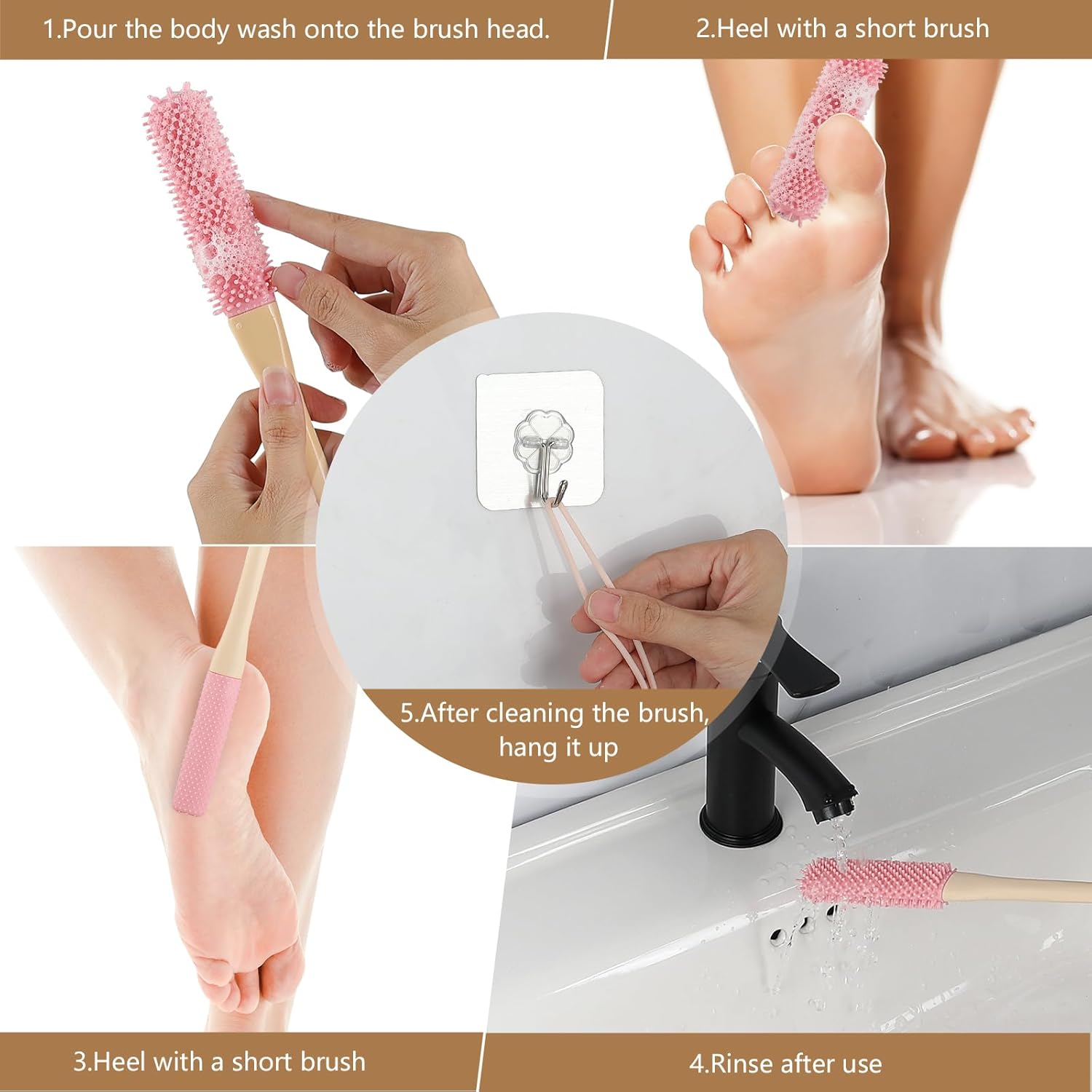 Long Handle Toe Cleaning Brush for Shower