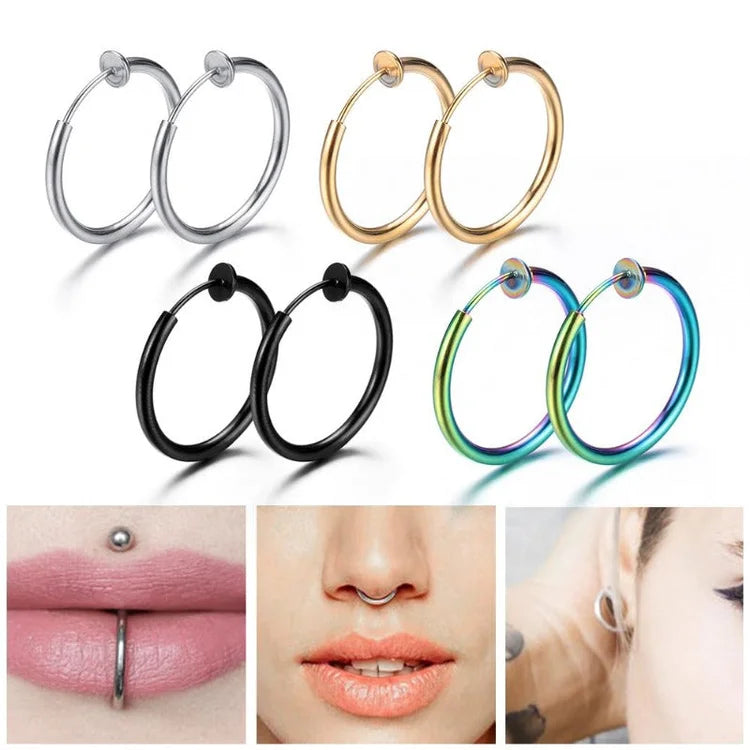 Retractable Hoop Nose/Lip/Earrings (PACK OF 4)